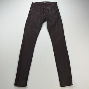 Hudson Krista Super Skinny Low Rise Chocolate Brown Coated Jeans Size 25
